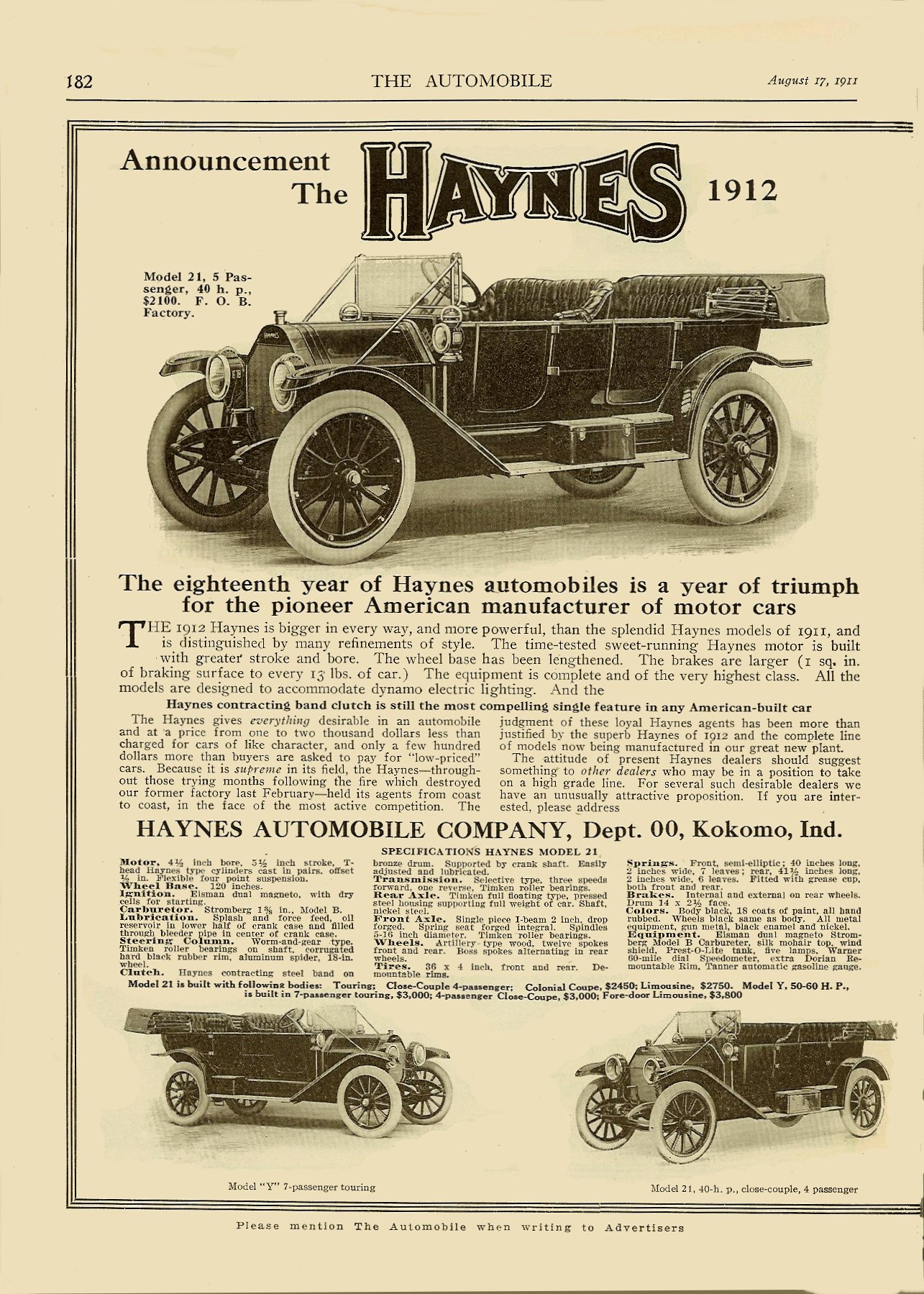 1911 Haynes-Apperson Auto Advertising